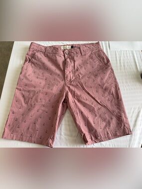 Hudson & Barrow Men's Pink Anchor-Print Chino Shorts